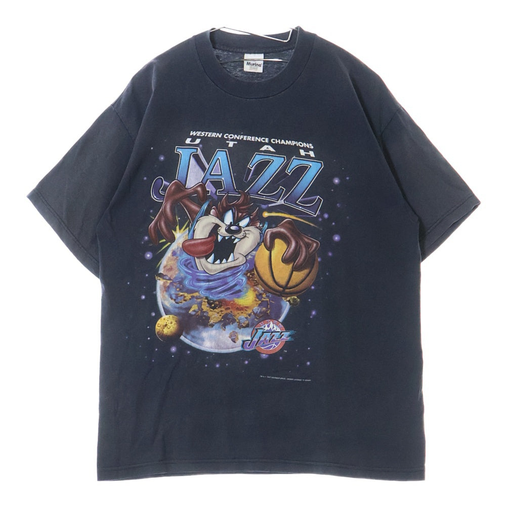 VINTAGE(ヴィンテージ) 90s utah jazz Tasmanian Devil タスマニアデビル プリント 半袖Tシャツ ネイビー