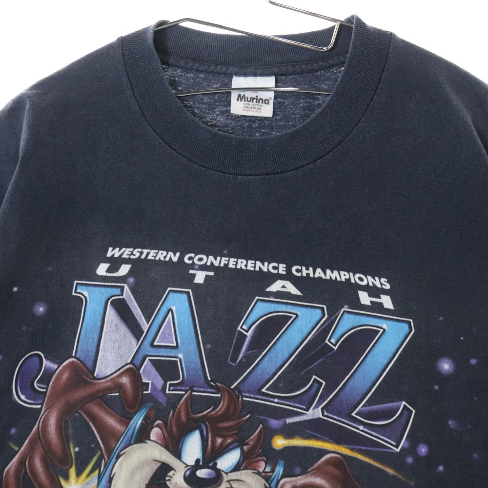 VINTAGE(ヴィンテージ) 90s utah jazz Tasmanian Devil タスマニアデビル プリント 半袖Tシャツ ネイビー