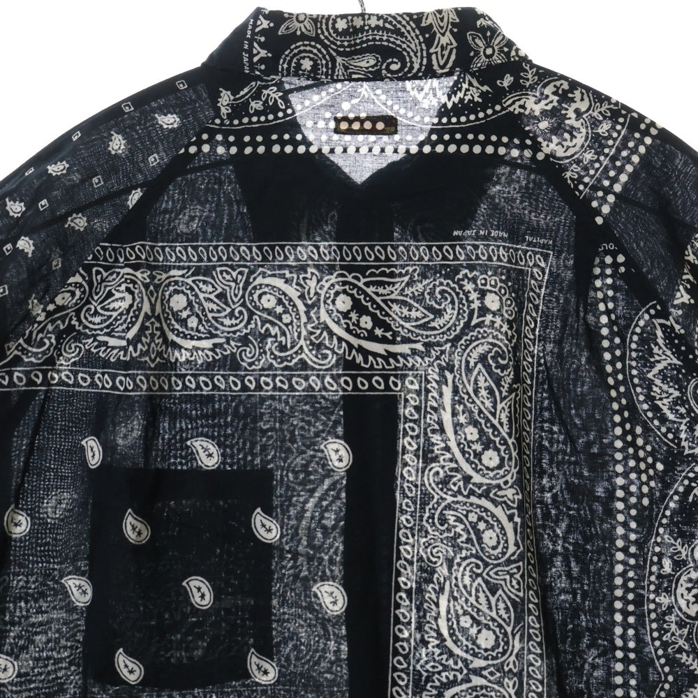 KAPITAL(キャピタル) K2504LS148 ガーゼ ラットブランドバンダナパッチワーク柄 ラグランシャツ 長袖シャツ ブラック