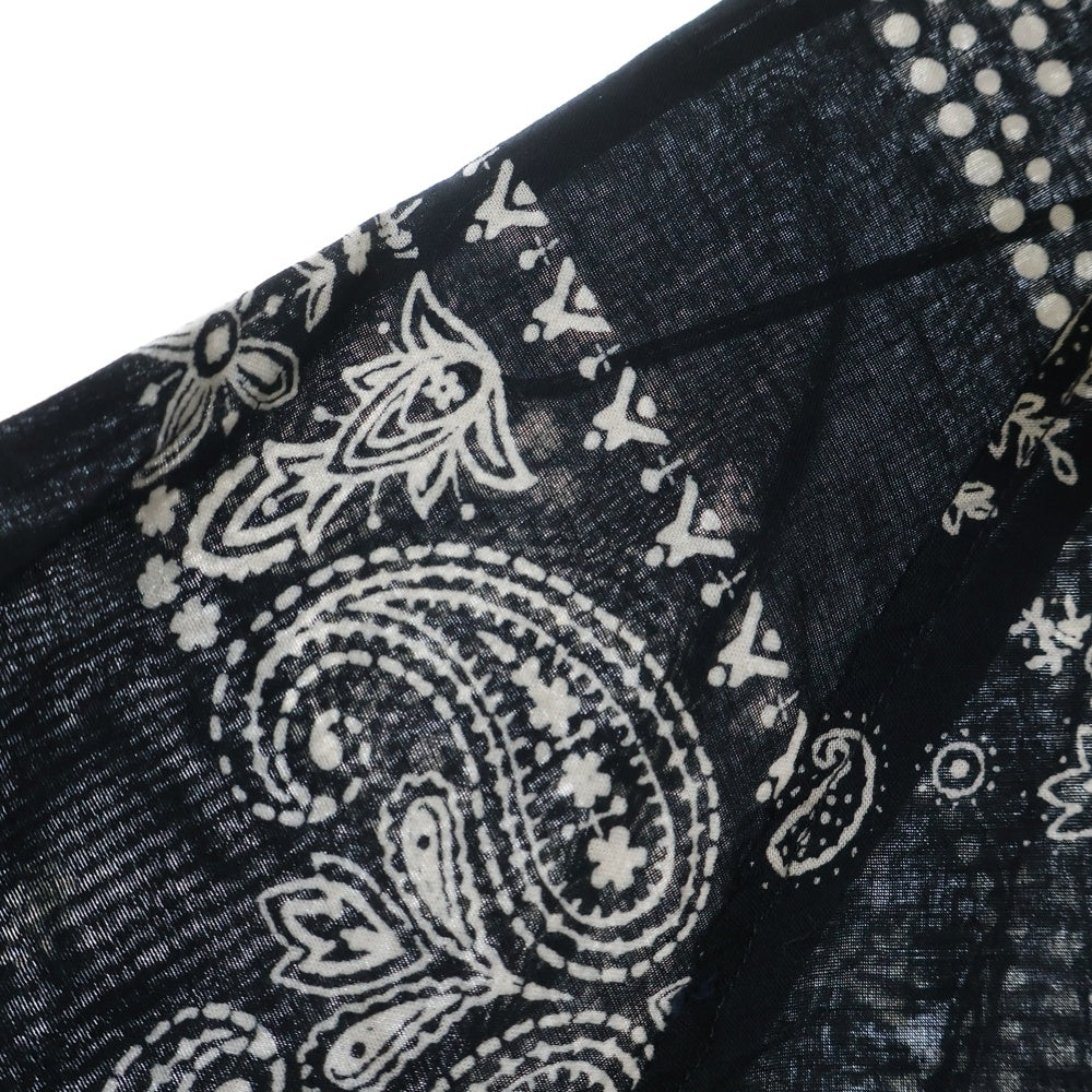 KAPITAL(キャピタル) K2504LS148 ガーゼ ラットブランドバンダナパッチワーク柄 ラグランシャツ 長袖シャツ ブラック