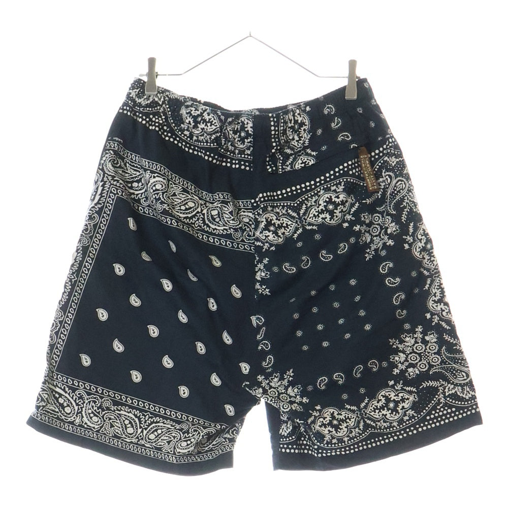 KAPITAL(キャピタル) コーマバーバリー ラットブランドバンダナパッチワーク柄 イージーショートパンツ ハーフパンツ ブラック K2504SP149