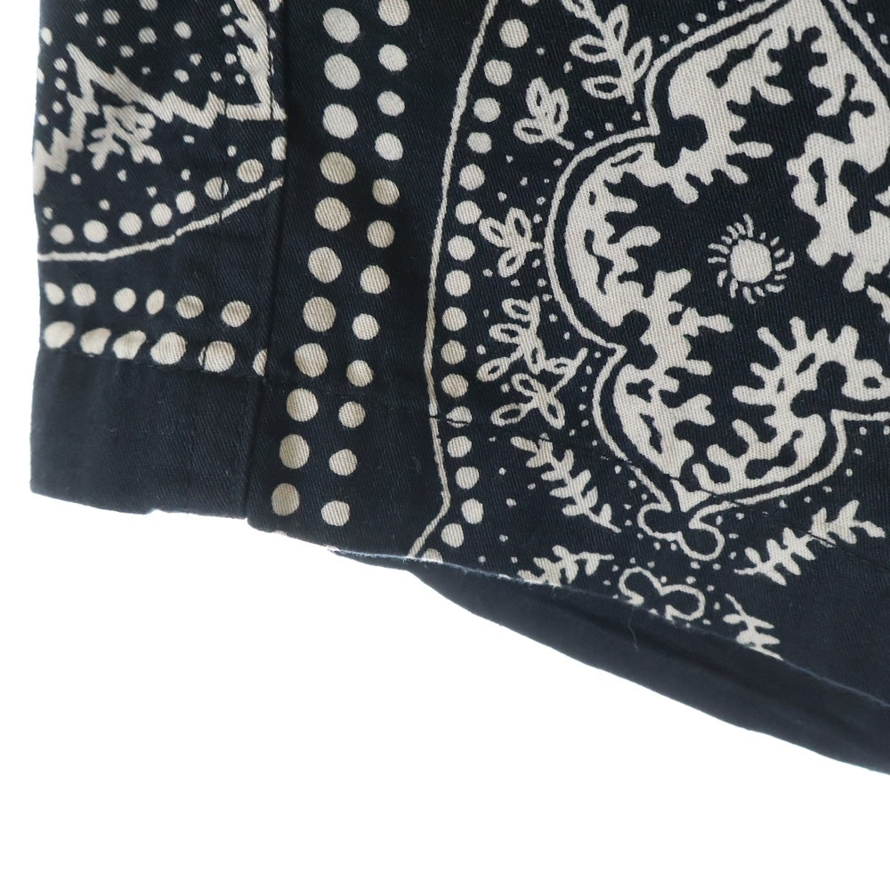 KAPITAL(キャピタル) コーマバーバリー ラットブランドバンダナパッチワーク柄 イージーショートパンツ ハーフパンツ ブラック K2504SP149