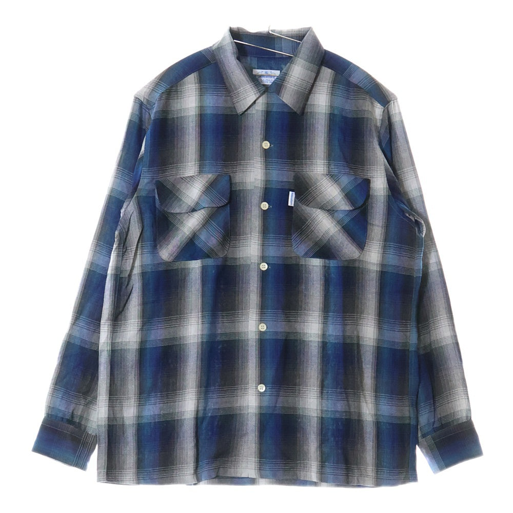 SUBCULTURE(サブカルチャー) SHADOW FADE RAYON SHIRT SCTP-S2503 オンブレ チェック 長袖シャツ ブルー