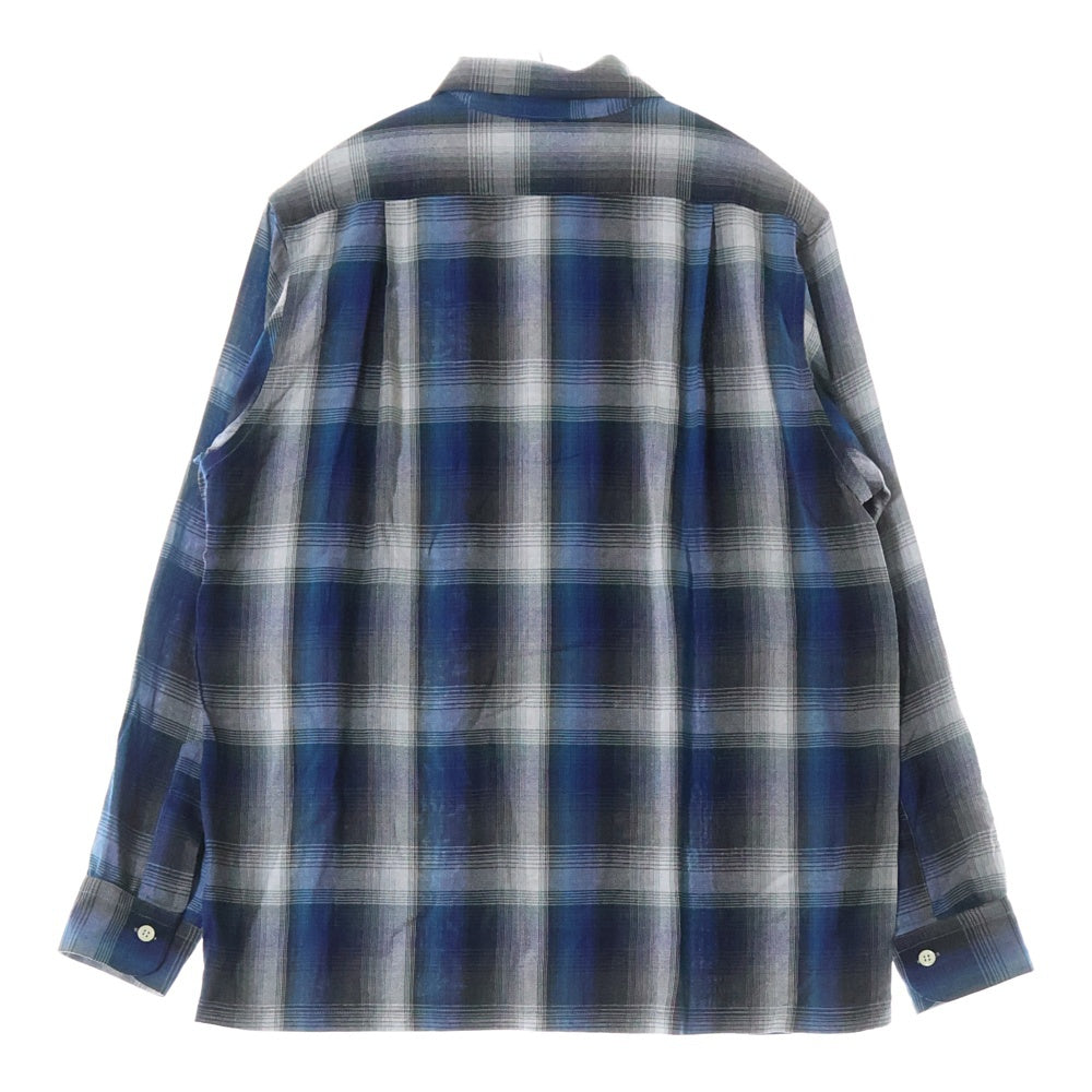 SUBCULTURE(サブカルチャー) SHADOW FADE RAYON SHIRT SCTP-S2503 オンブレ チェック 長袖シャツ ブルー