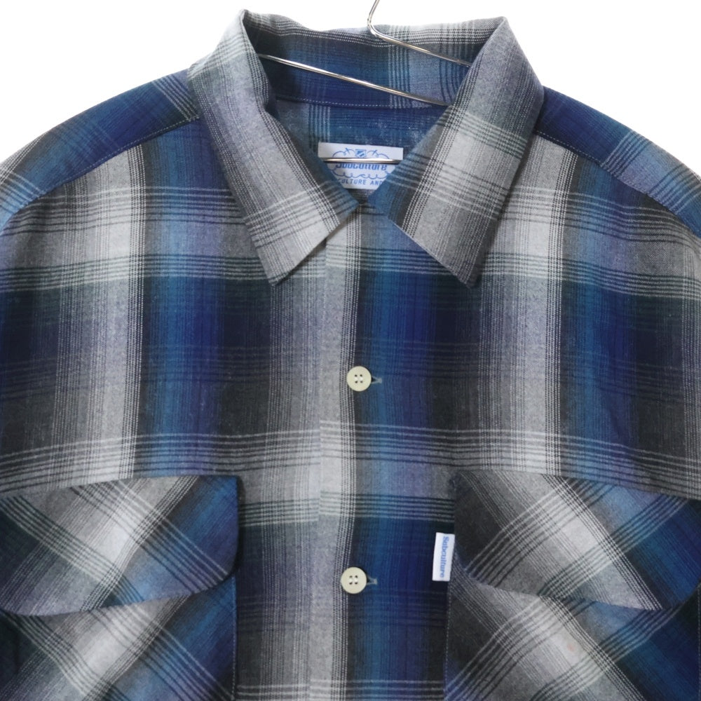 SUBCULTURE(サブカルチャー) SHADOW FADE RAYON SHIRT SCTP-S2503 オンブレ チェック 長袖シャツ ブルー