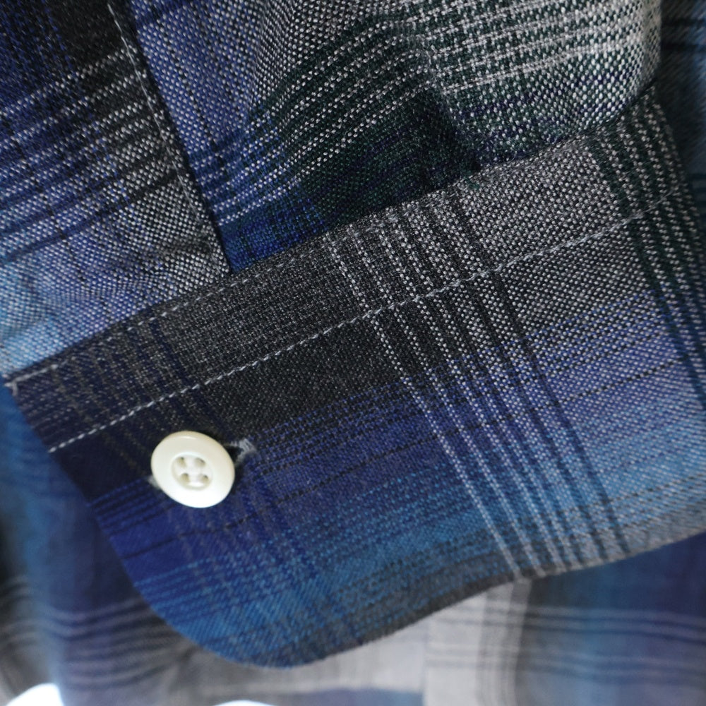SUBCULTURE(サブカルチャー) SHADOW FADE RAYON SHIRT SCTP-S2503 オンブレ チェック 長袖シャツ ブルー