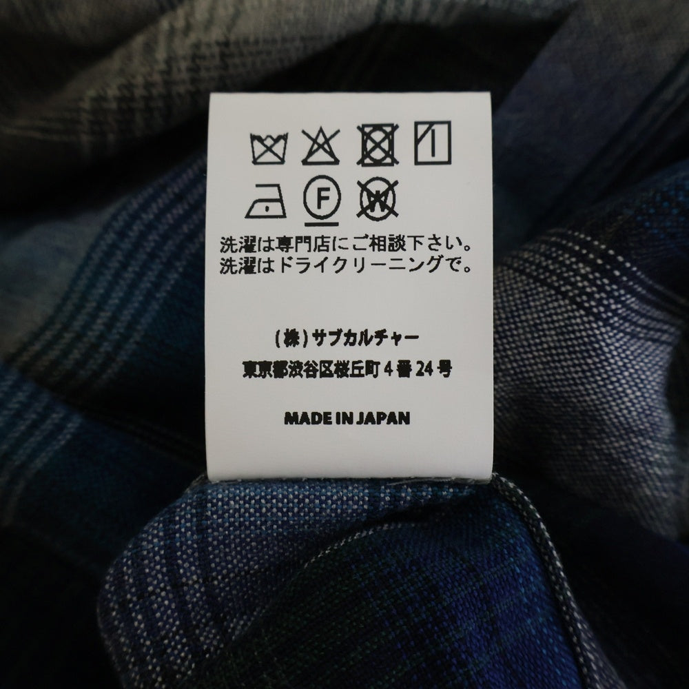 SUBCULTURE(サブカルチャー) SHADOW FADE RAYON SHIRT SCTP-S2503 オンブレ チェック 長袖シャツ ブルー