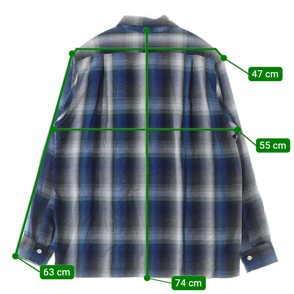 SUBCULTURE(サブカルチャー) SHADOW FADE RAYON SHIRT SCTP-S2503 オンブレ チェック 長袖シャツ ブルー