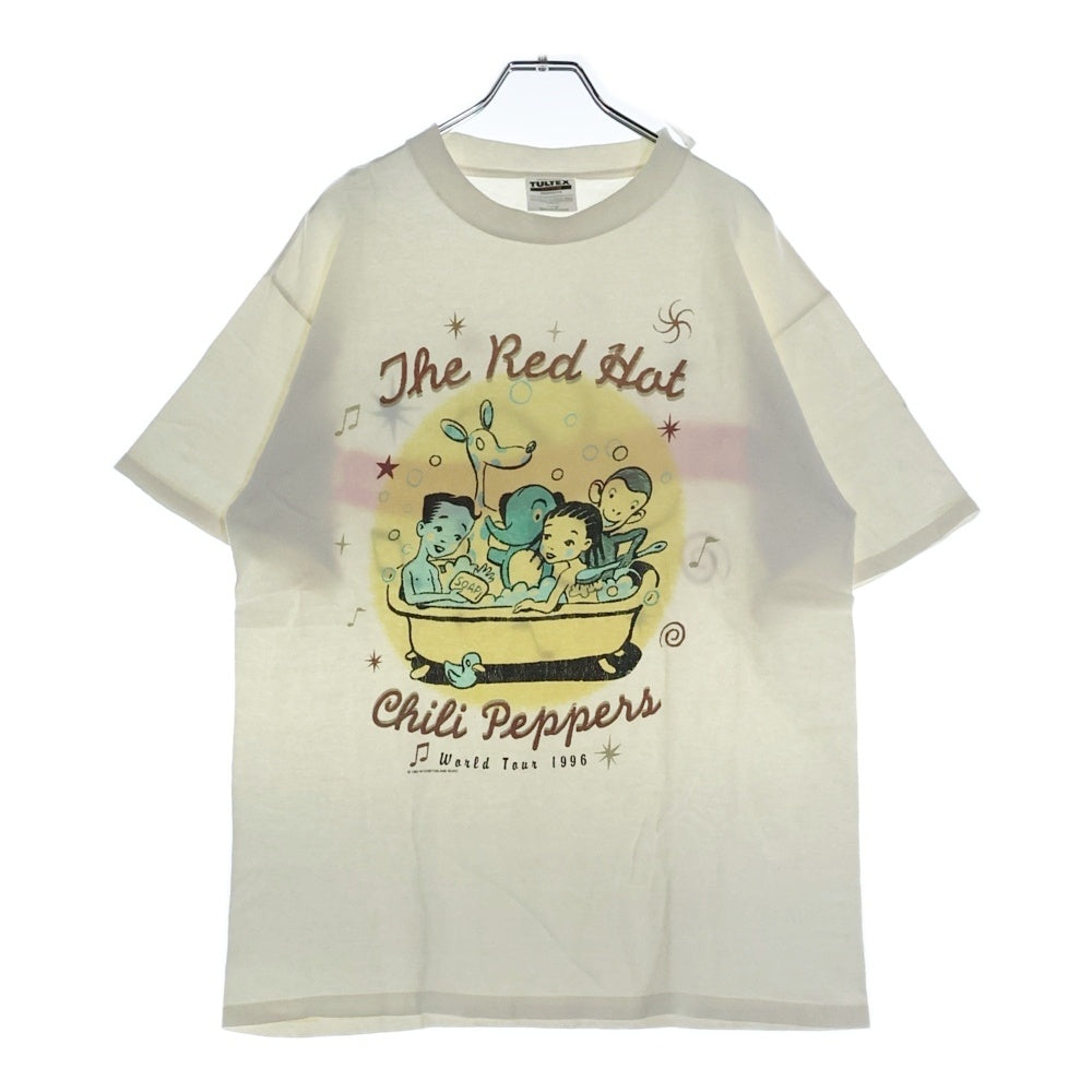 VINTAGE(ヴィンテージ) 90s RED HOT CHILI PEPPERS WORLD TOUR 1996 ONE HOT MINUTE レッドホットチリペッパーズ ツアープリント お風呂 半袖Tシャツ カットソー ホワイト