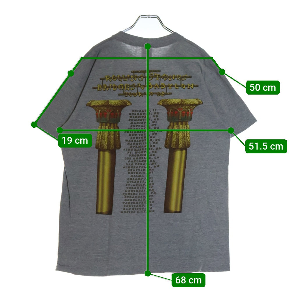VINTAGE(ヴィンテージ) 90S ROLLING STONES BRIDGES TO BABYLON ローリングストーンズ 両面プリント 半袖Tシャツ グレー
