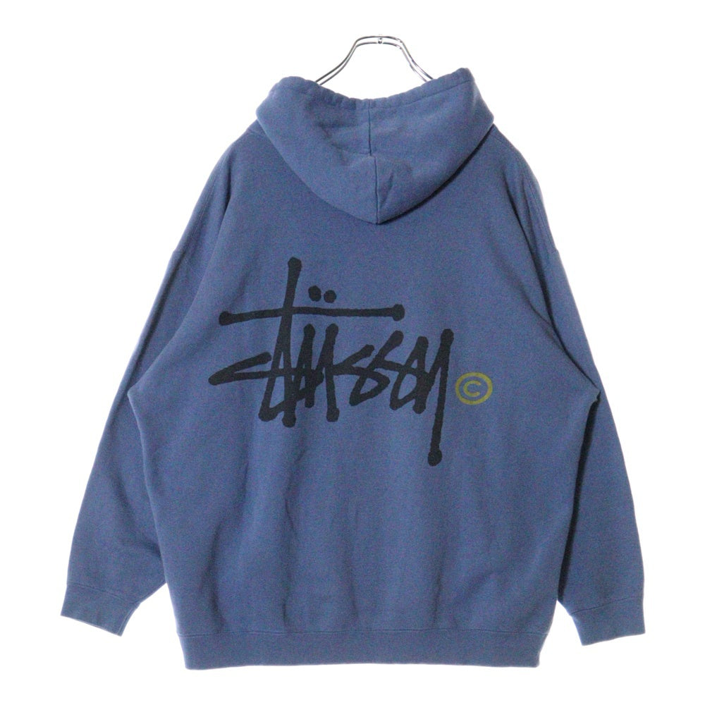 STUSSY(ステューシー) 80S OLD ストックロゴ 両面プリント プルオーバーパーカー ブルー