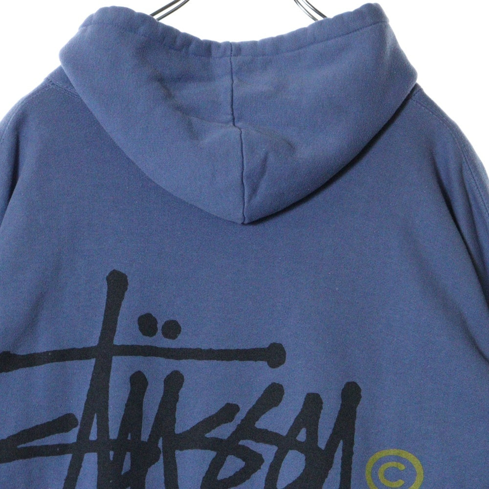 STUSSY(ステューシー) 80S OLD ストックロゴ 両面プリント プルオーバーパーカー ブルー