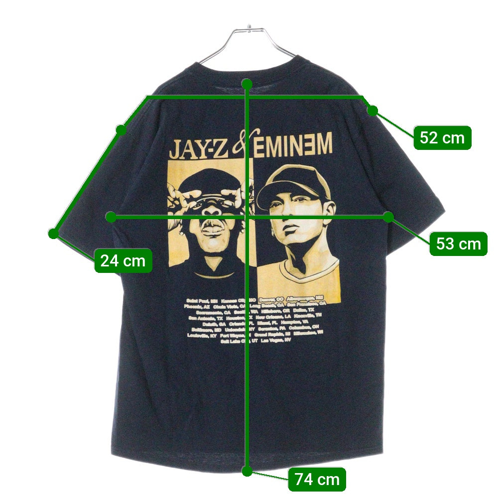 VINTAGE(ヴィンテージ) 00s JAY-Z & EMINEM ジェイZ エミネム 両面プリント 半袖Tシャツ ラップT ネイビー