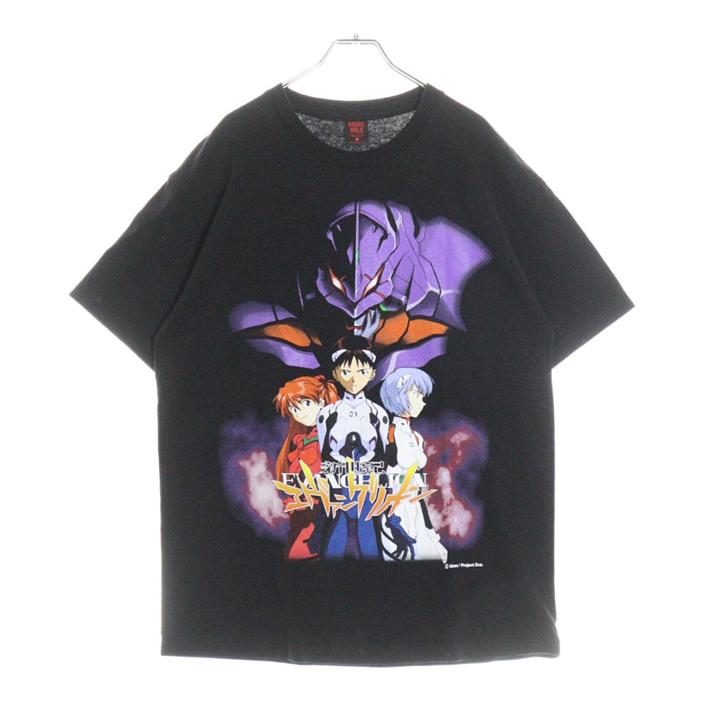 GEEKSRULE(ギークスルール) × NEON GENESIS EVANGELION 15 SILKSCREEN PRINTING 新世紀エヴァンゲリオン シルクスクリーンプリント 半袖tシャツ ブラック