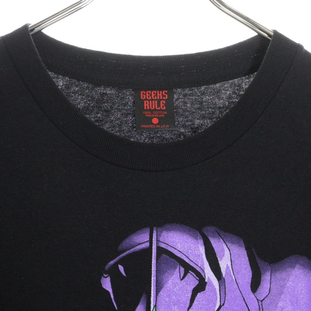 GEEKSRULE(ギークスルール) × NEON GENESIS EVANGELION 15 SILKSCREEN PRINTING 新世紀エヴァンゲリオン シルクスクリーンプリント 半袖tシャツ ブラック