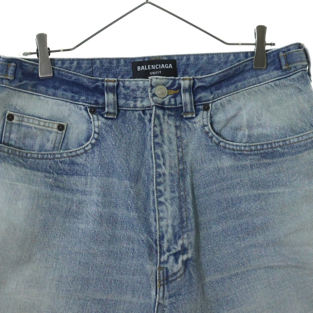 BALENCIAGA(バレンシアガ) 22AW lost tape skater shorts カットオフデザイン デニムバギーショーツ ハーフパンツ インディゴ 697835 TJW79