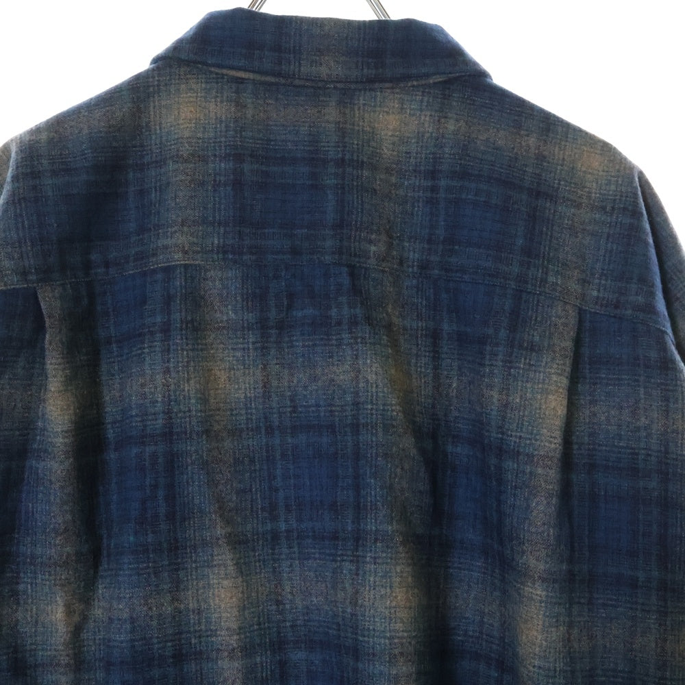 PENDLETON(ペンドルトン) 90S オンブレチェック ウール オープンカラー ロングスリーブ 長袖シャツ ブルー