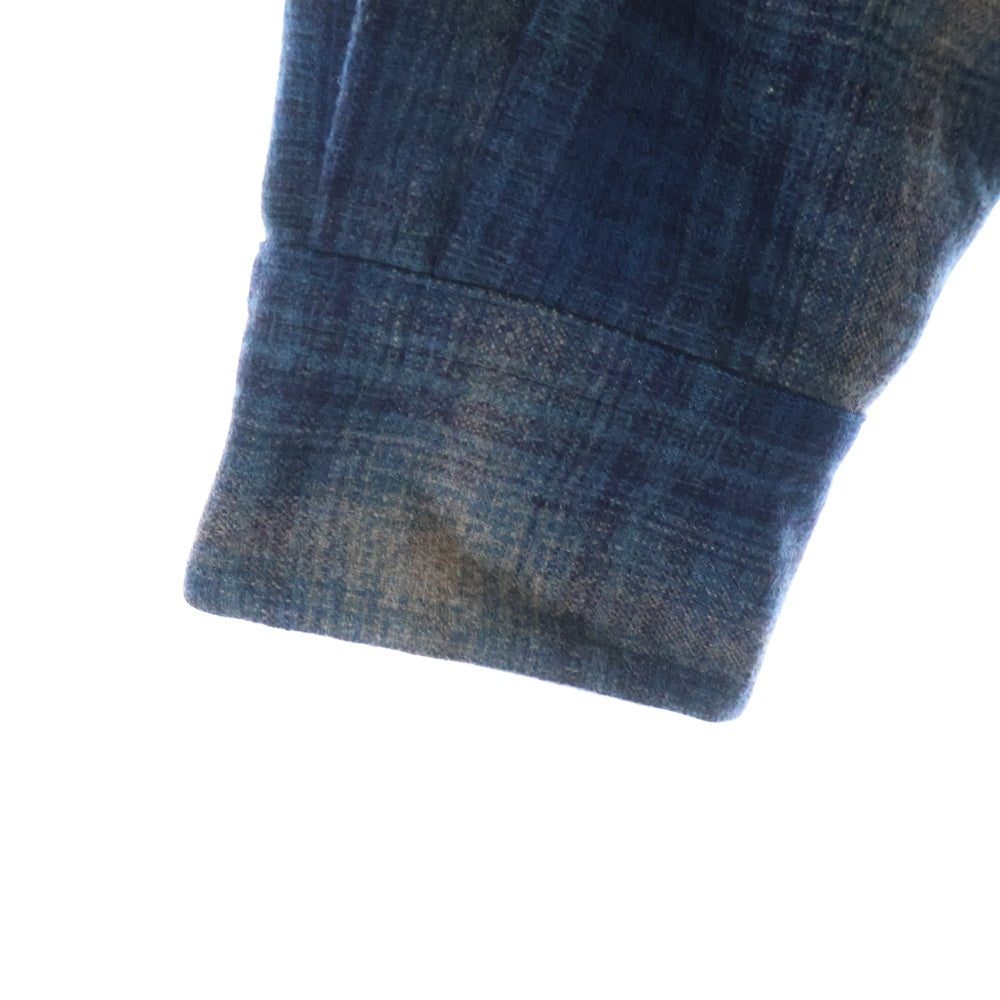 PENDLETON(ペンドルトン) 90S オンブレチェック ウール オープンカラー ロングスリーブ 長袖シャツ ブルー