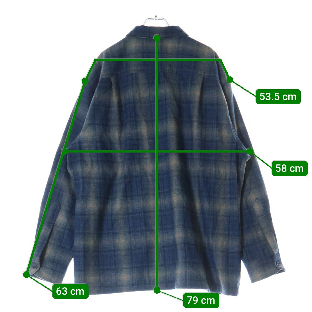 PENDLETON(ペンドルトン) 90S オンブレチェック ウール オープンカラー ロングスリーブ 長袖シャツ ブルー