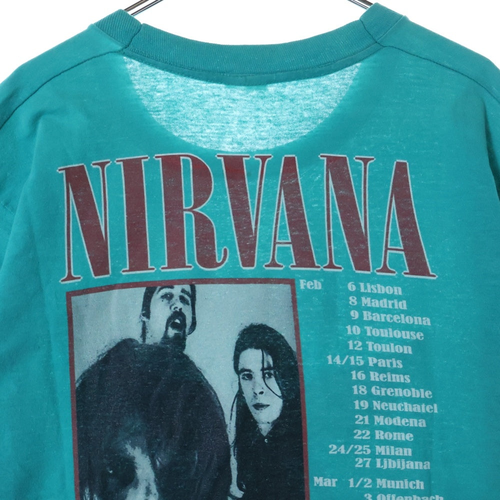 VINTAGE(ヴィンテージ) 90s NIRVANA IN UTERO European Tour Tee ニルヴァーナ インユーテロ 両面プリント 半袖Tシャツ カットソー グリーン