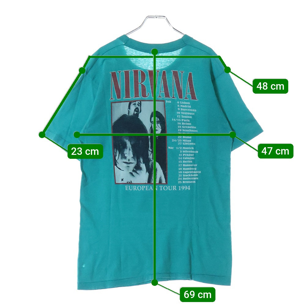 VINTAGE(ヴィンテージ) 90s NIRVANA IN UTERO European Tour Tee ニルヴァーナ インユーテロ 両面プリント 半袖Tシャツ カットソー グリーン