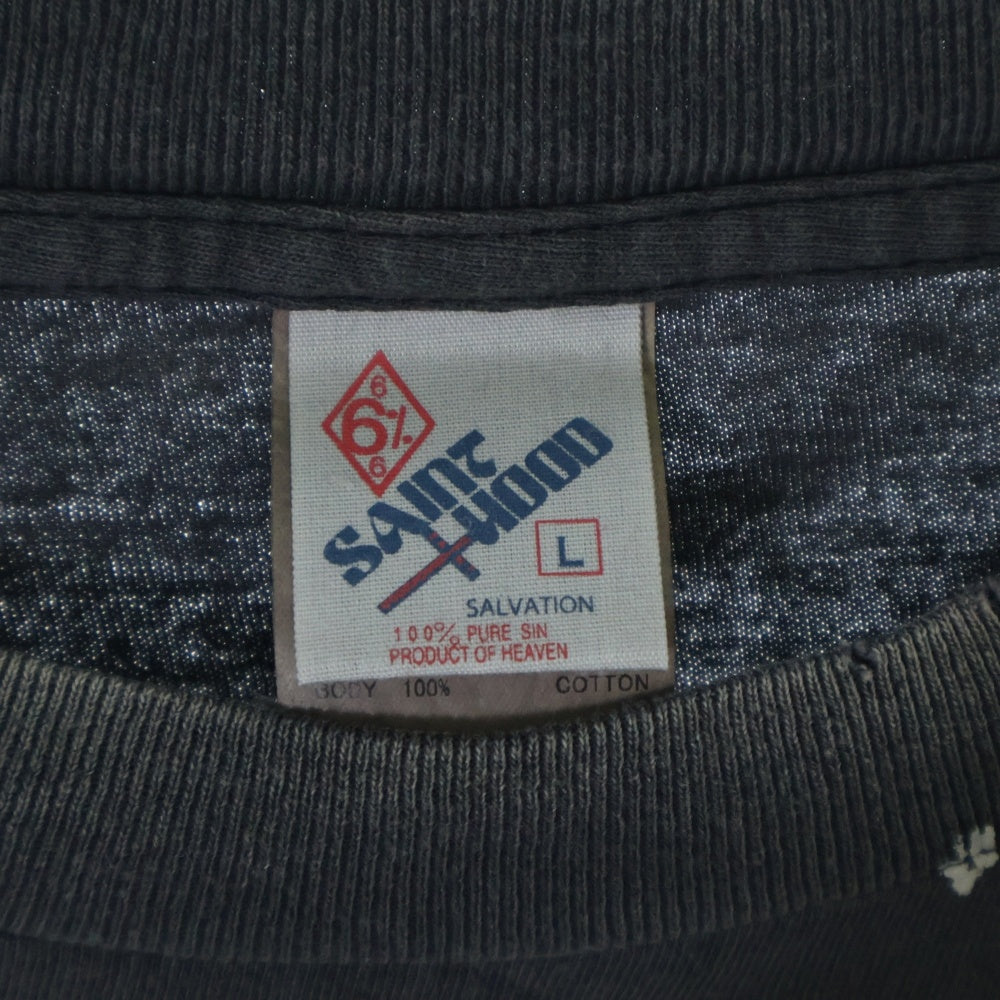 SAINT MICHAEL(セントマイケル) 25SS × NEIGHBORHOOD STHD. SS TEE PRAY ヴィンテージ加工半袖Tシャツ カットソー ダークグレー SM-HR8-0000-C68