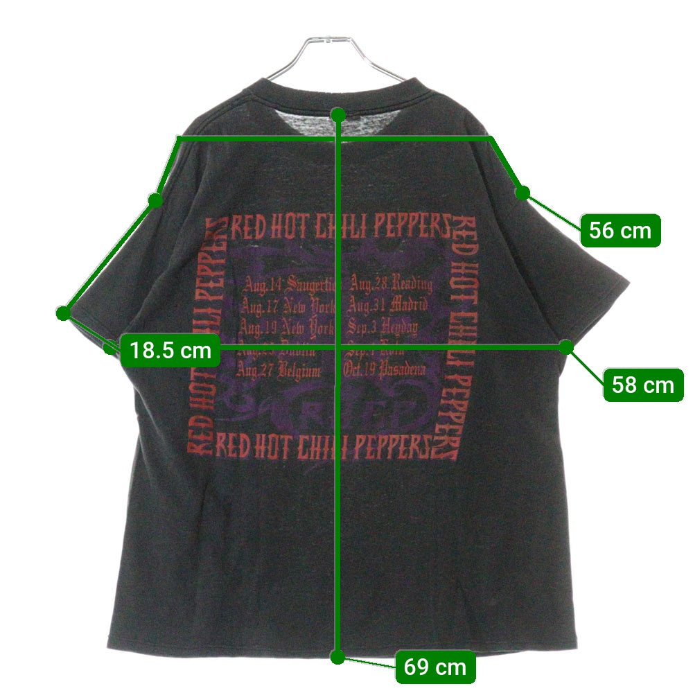 VINTAGE(ヴィンテージ) 90S RED HOT CHILI PEPPERS BIG SMILE 1994 レッドホットチリペッパーズ ビッグスマイル 両面プリント 半袖Tシャツ ブラック