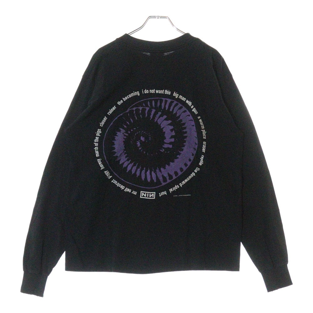 VINTAGE(ヴィンテージ) 90S NINE INCH NAILS NIN BOX AMMONITE 両面プリント ロングスリーブ 長袖Tシャツ ブラック