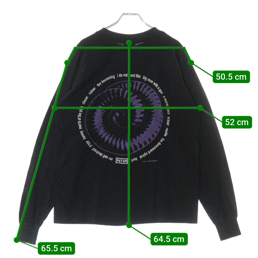 VINTAGE(ヴィンテージ) 90S NINE INCH NAILS NIN BOX AMMONITE 両面プリント ロングスリーブ 長袖Tシャツ ブラック