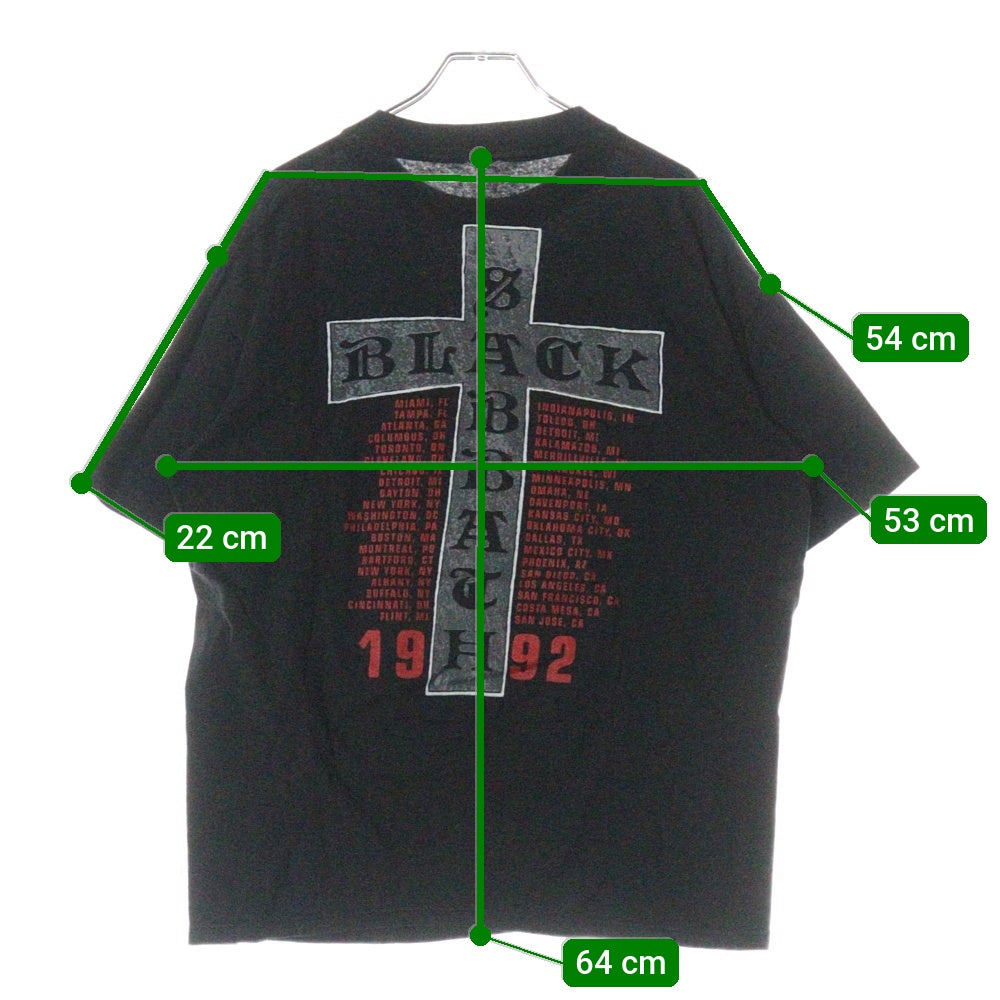 VINTAGE(ヴィンテージ) 90S BLACK SABBATH 1992 ブラックサバス 両面プリント 半袖Tシャツ ブラック