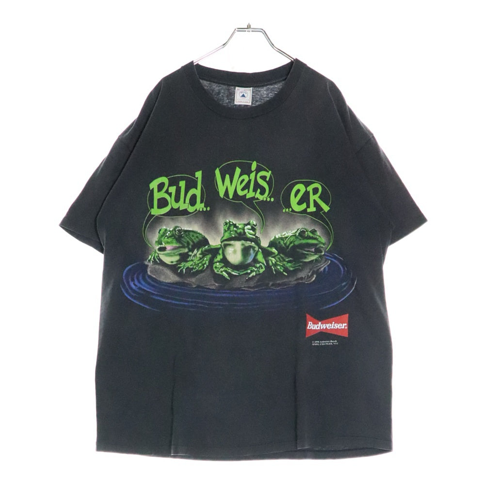 VINTAGE(ヴィンテージ) 90S Budweiser 3 FROGS FITS バドワイザー 3フロッグ 半袖Tシャツ カットソー ブラック