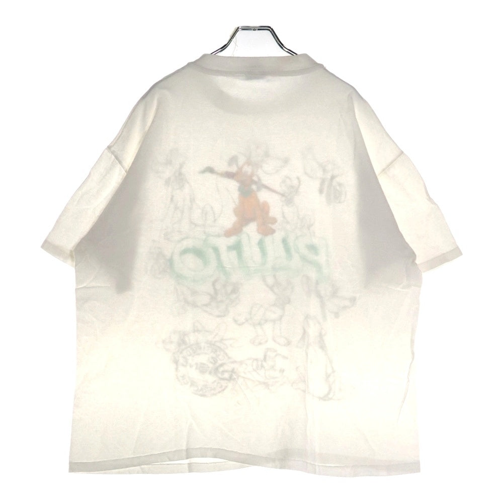 VINTAGE(ヴィンテージ) 90S Disney PLUTO ディズニー プルート スケッチデザイン 両面プリント 半袖Tシャツ ホワイト