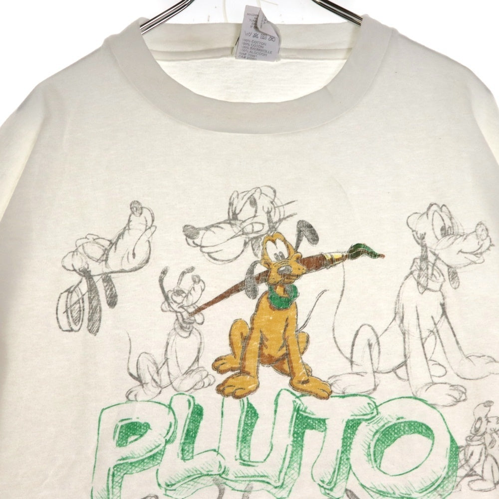 VINTAGE(ヴィンテージ) 90S Disney PLUTO ディズニー プルート スケッチデザイン 両面プリント 半袖Tシャツ ホワイト