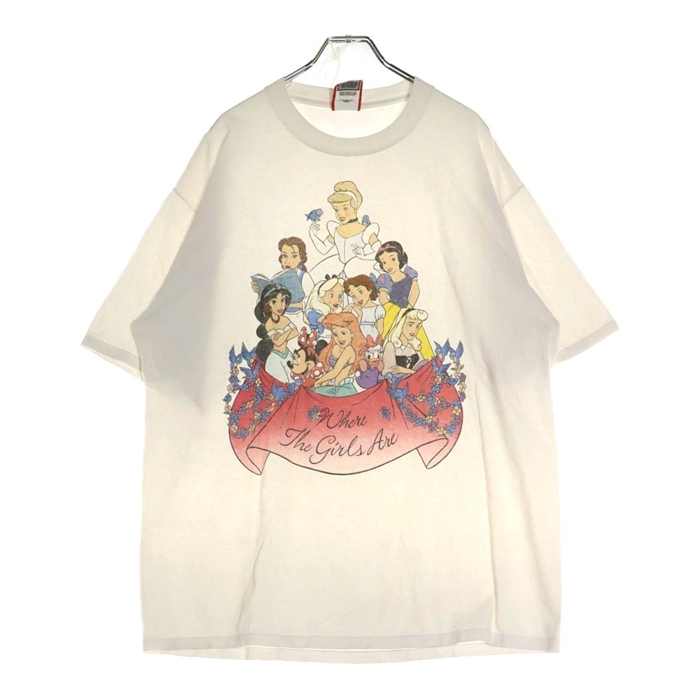 VINTAGE(ヴィンテージ) 90S Disney princess ディズニー プリンセス プリント 半袖Tシャツ ホワイト