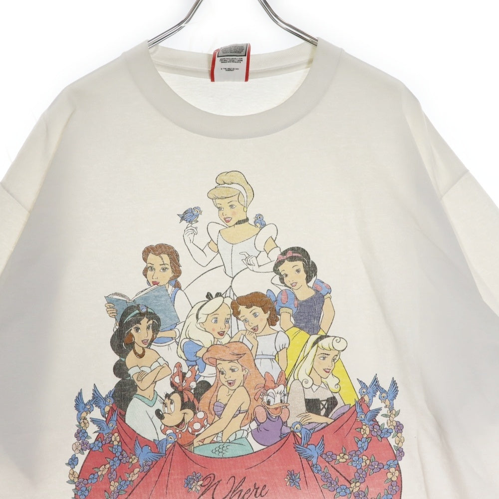 VINTAGE(ヴィンテージ) 90S Disney princess ディズニー プリンセス プリント 半袖Tシャツ ホワイト