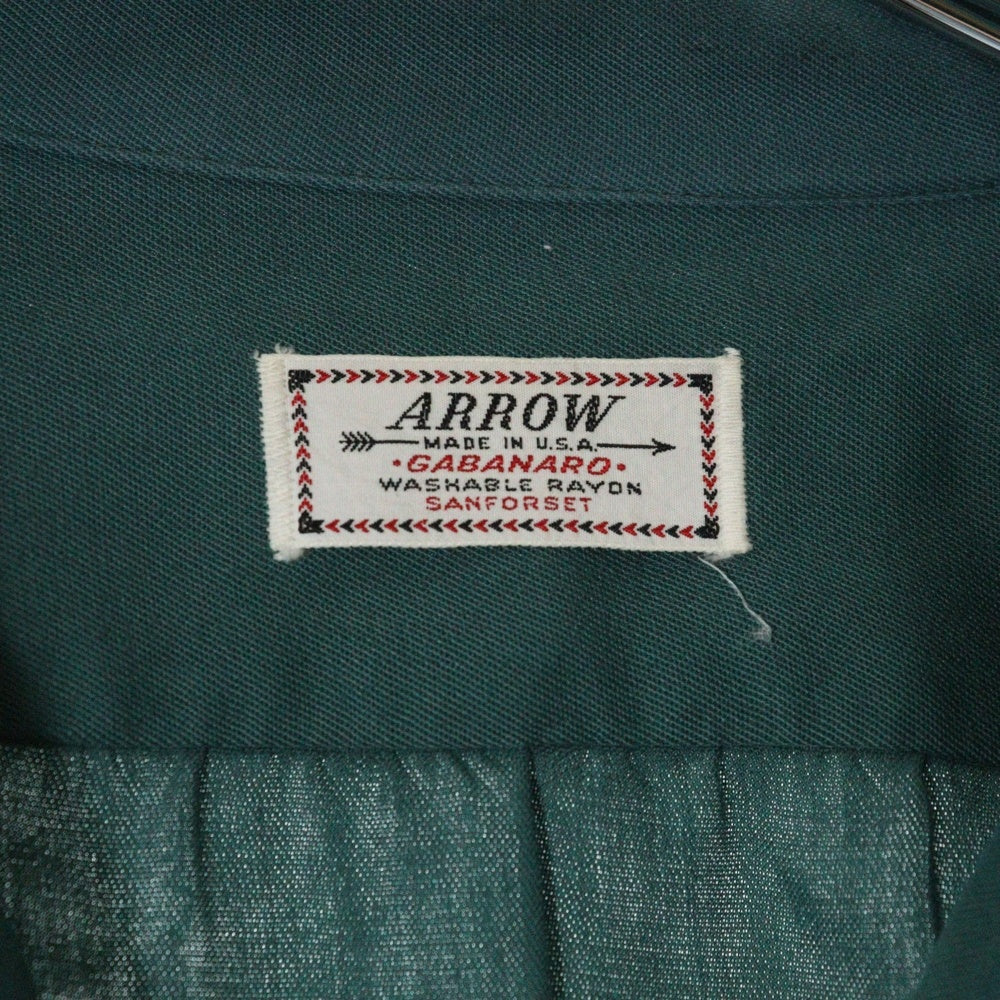 VINTAGE(ヴィンテージ) 50s VINATAGE ARROW レーヨンギャバ ハンドステッチ オープンカラー 開襟長袖シャツ グリーン