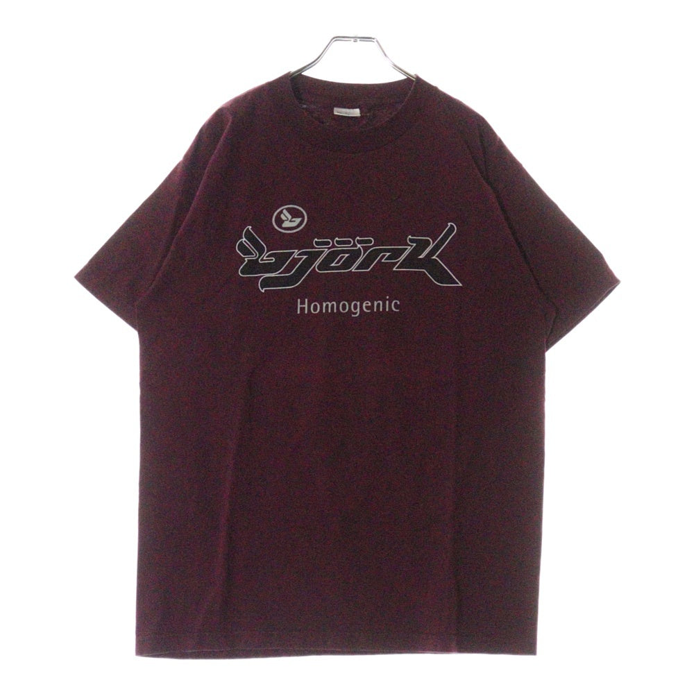 VINTAGE(ヴィンテージ) 90s Bjork Homogenic BURGUNDY TEE ビョーク フロントプリント半袖Tシャツ カットソー バーガンディ