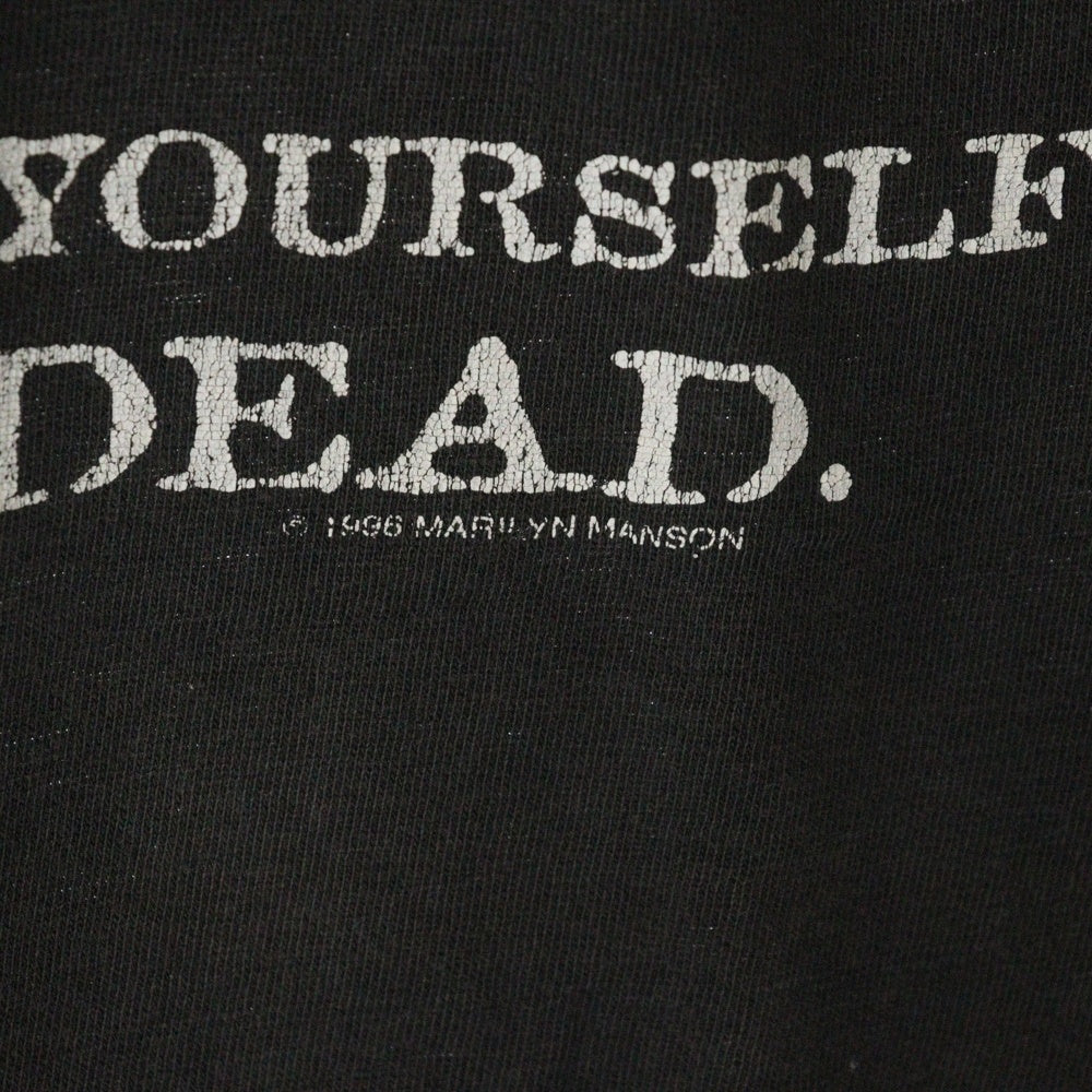 VINTAGE(ヴィンテージ) 90s MARILYN MANSON 1996 SUICIDE YOU MIGHT AS WELL KILL YOURSELF YOU'RE ALREADY DEAD TEE マリリンマンソン 両面プリント半袖Tシャツ カットソー ブラック