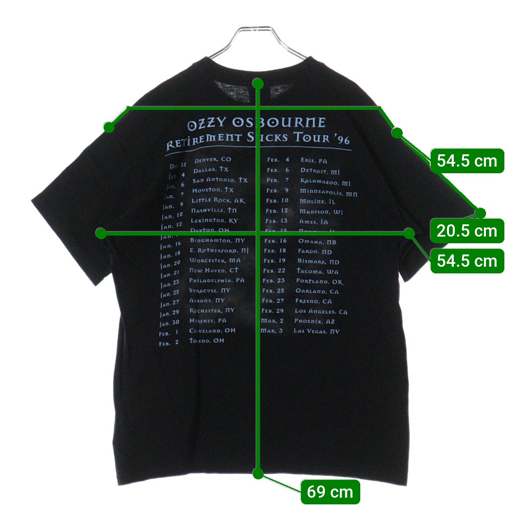 VINTAGE(ヴィンテージ) 90S OZZY OSBOURNE 1996 RETIREMENT SUCKS TOUR オジーオズボーン 両面プリント 半袖Tシャツ ブラック