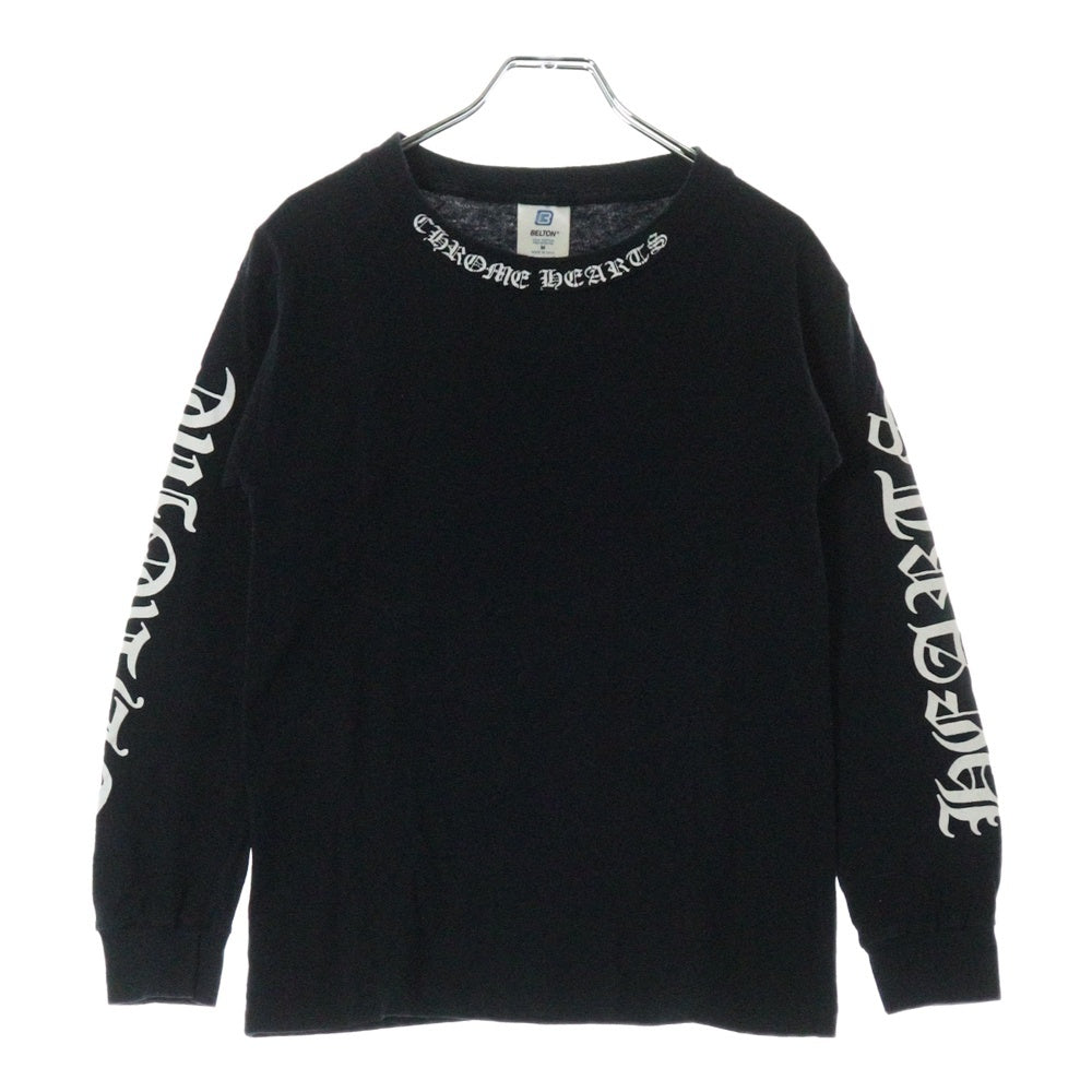 CHROME HEARTS(クロムハーツ) OLD SCROLL LABEL BELTONタグ スクロールラベルプリント 初期モデル ロングスリーブ 長袖Tシャツ ブラック