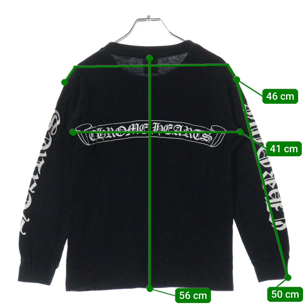 CHROME HEARTS(クロムハーツ) OLD SCROLL LABEL BELTONタグ スクロールラベルプリント 初期モデル ロングスリーブ 長袖Tシャツ ブラック