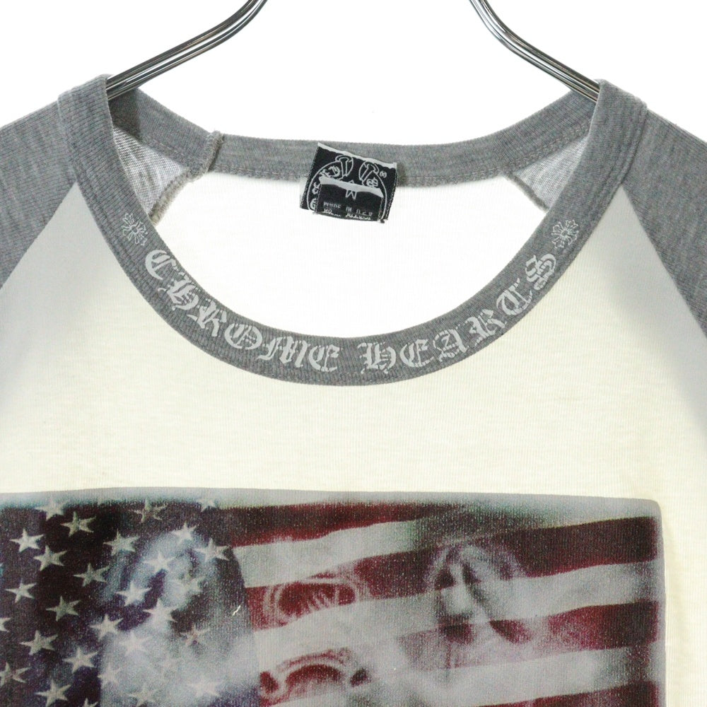 CHROME HEARTS(クロムハーツ) OLD 星条旗プリント ラグランスリーブ 長袖Tシャツ グレー