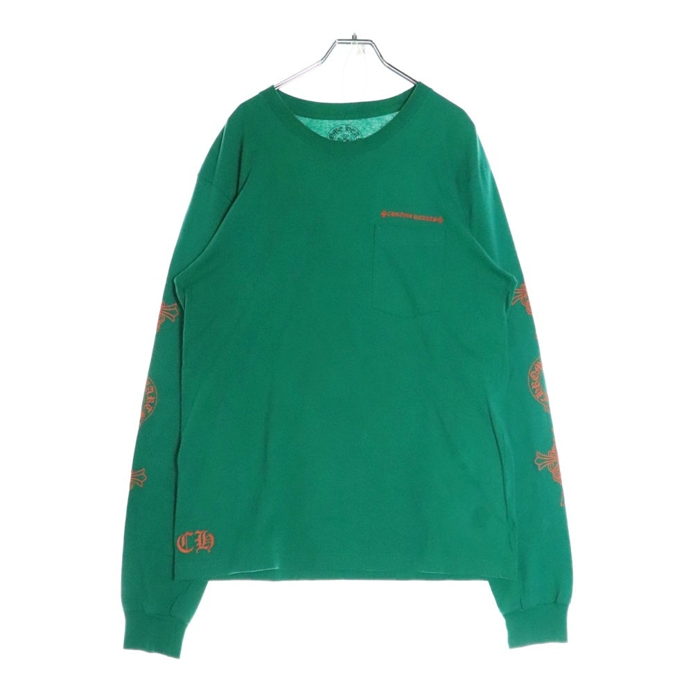 CHROME HEARTS(クロムハーツ) CH L S 1 バックホースシュープリント 長袖Tシャツ ロングスリーブカットソー グリーン