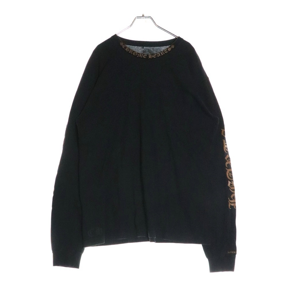 CHROME HEARTS(クロムハーツ) Brown Neck Logo L/S ネックロゴプリント ロングスリーブ 長袖Tシャツ ブラック