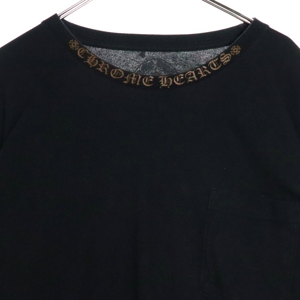 CHROME HEARTS(クロムハーツ) Brown Neck Logo L/S ネックロゴプリント ロングスリーブ 長袖Tシャツ ブラック