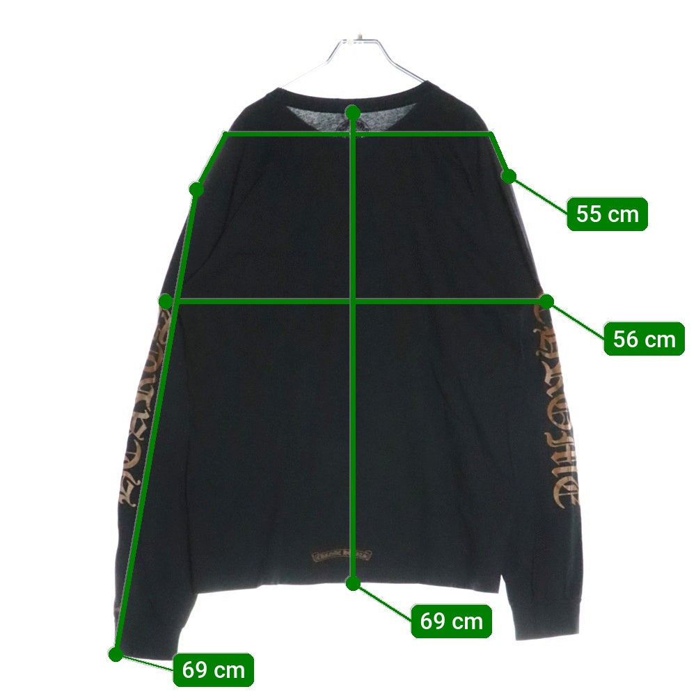 CHROME HEARTS(クロムハーツ) Brown Neck Logo L/S ネックロゴプリント ロングスリーブ 長袖Tシャツ ブラック