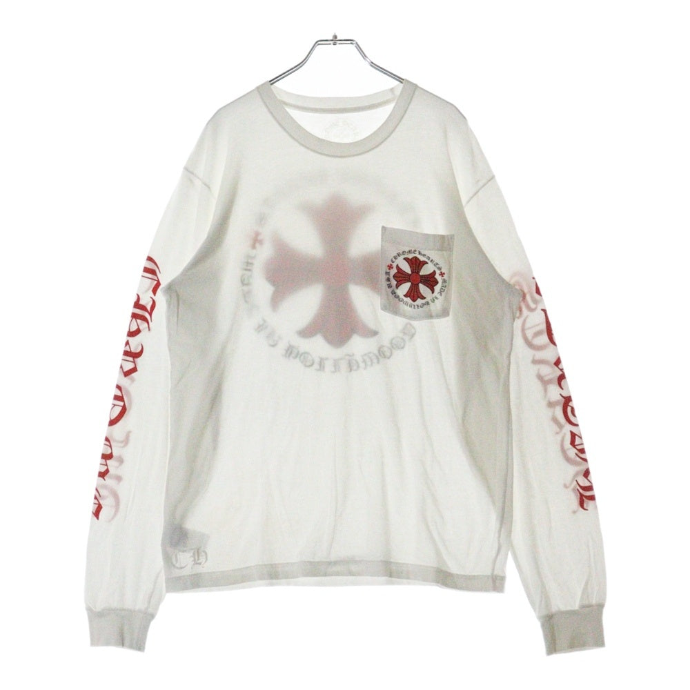 CHROME HEARTS(クロムハーツ) Made In Hollywood L/S Tee メイドインハリウッド レッドクロス CHプラス 両面プリント ロングスリーブ 長袖Tシャツ ホワイト/レッド