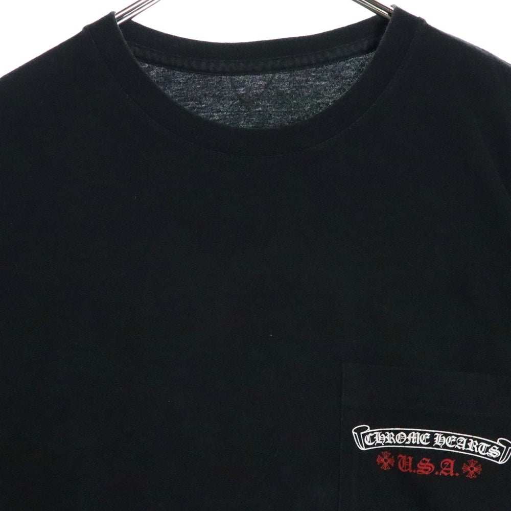 CHROME HEARTS(クロムハーツ) American Flag 星条旗プリント ロングスリーブ 長袖Tシャツ ブラック