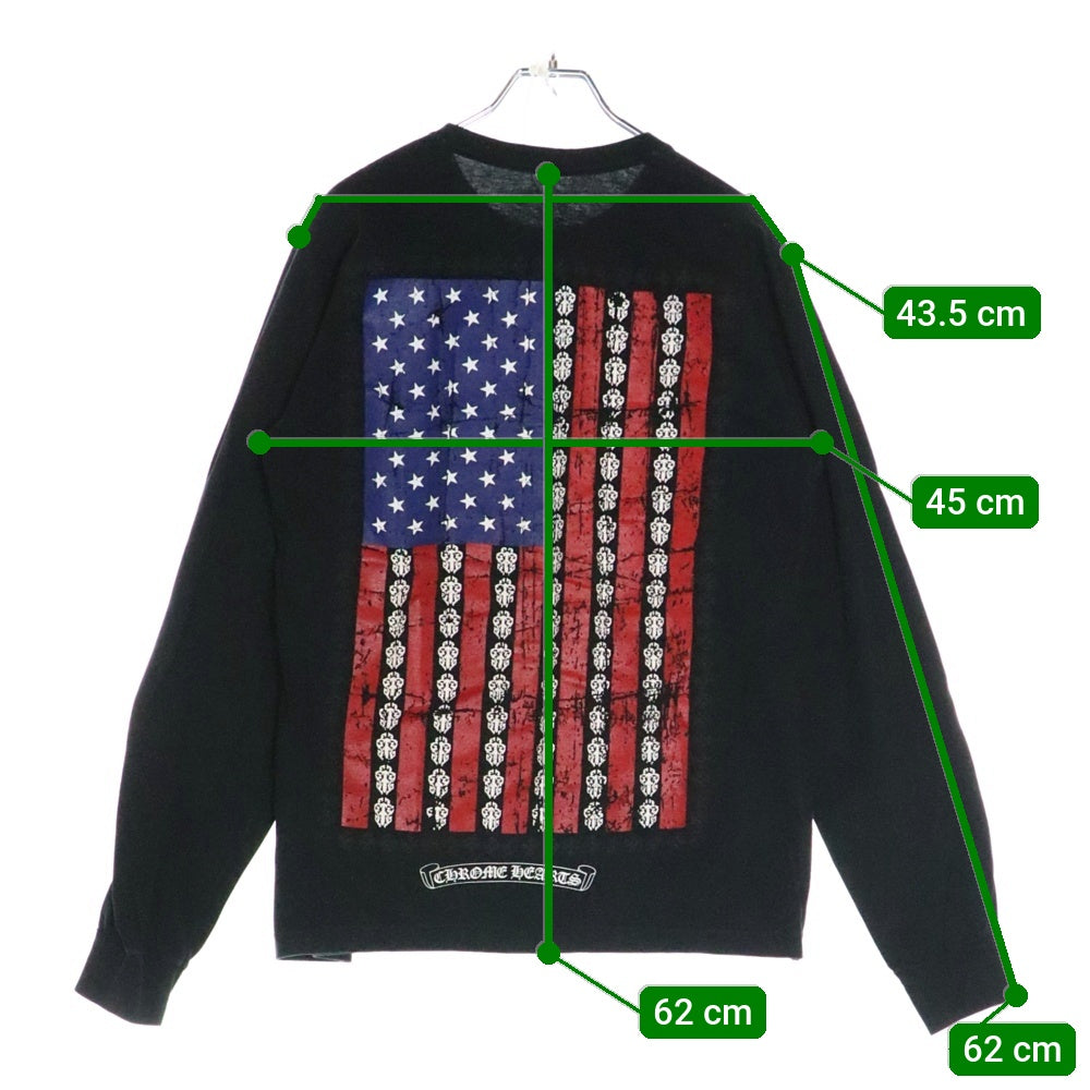 CHROME HEARTS(クロムハーツ) American Flag 星条旗プリント ロングスリーブ 長袖Tシャツ ブラック