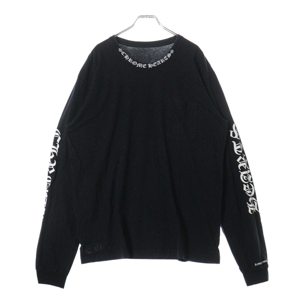 CHROME HEARTS(クロムハーツ) Neck Logo ネックロゴ アームプリント ロングスリーブ L/S 長袖 ポケットTシャツ カットソー ブラック